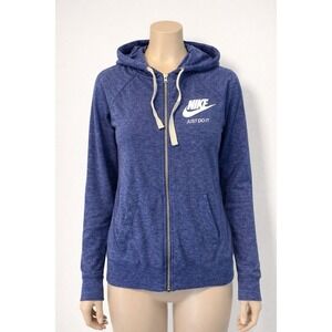 Nike Full Zip Hoodie Womens Small Blue Speckled Just Do It Lightweight